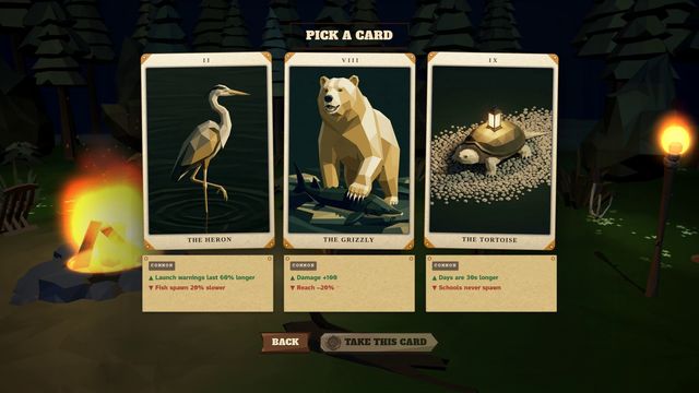The campfire, picking one of three cards, then the bill.
