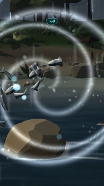 An air cyclone drags the river into the next swipe.
