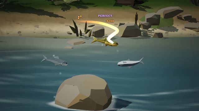 A golden fish cut mid-air for a PERFECT.